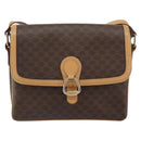 CELINE Macadam Canvas Shoulder Bag PVC Leather Brown Gold Auth ka274-13