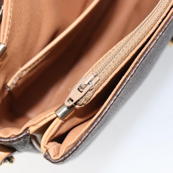 CELINE Macadam Canvas Shoulder Bag PVC Leather Brown Gold Auth ka274