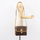 CELINE Macadam Canvas Shoulder Bag PVC Leather Brown Gold Auth ka274-25