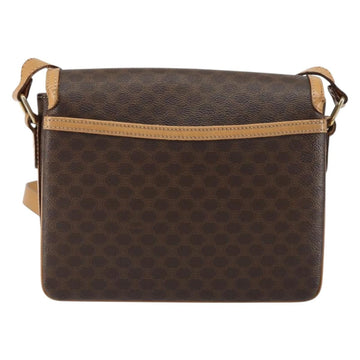 CELINE Macadam Canvas Shoulder Bag PVC Leather Brown Gold Auth ka274 - 0