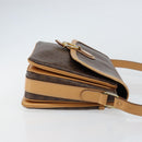 CELINE Macadam Canvas Shoulder Bag PVC Leather Brown Gold Auth ka274-3