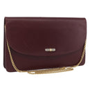 Christian Dior Chain Shoulder Bag Leather Bordeaux Gold Auth ka2740-1
