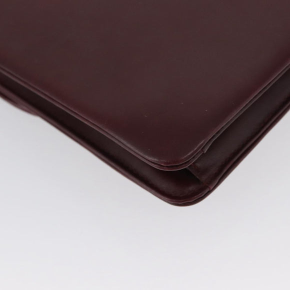 Christian Dior Chain Shoulder Bag Leather Bordeaux Gold Auth ka2740