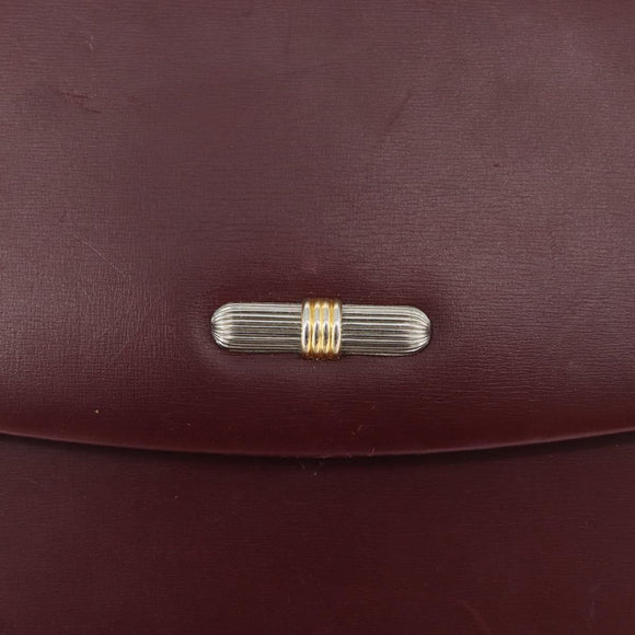 Christian Dior Chain Shoulder Bag Leather Bordeaux Gold Auth ka2740
