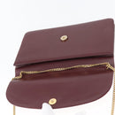 Christian Dior Chain Shoulder Bag Leather Bordeaux Gold Auth ka2740-14