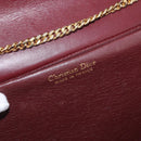 Christian Dior Chain Shoulder Bag Leather Bordeaux Gold Auth ka2740-15