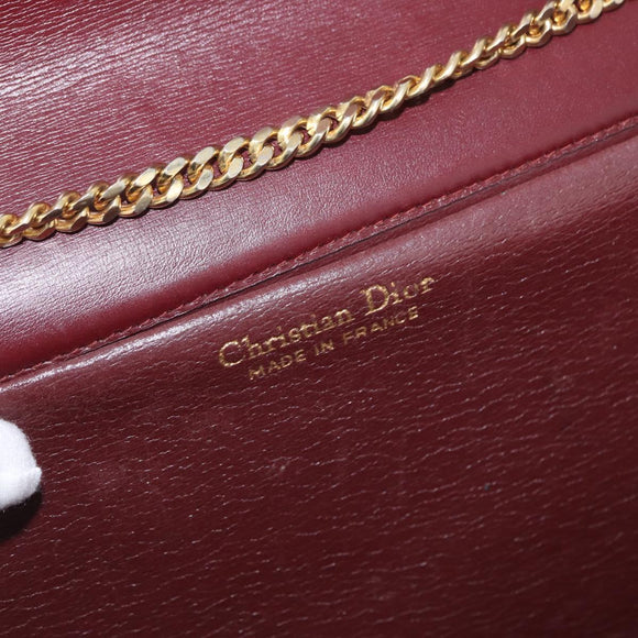 Christian Dior Chain Shoulder Bag Leather Bordeaux Gold Auth ka2740