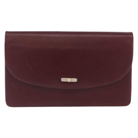 Christian Dior Chain Shoulder Bag Leather Bordeaux Gold Auth ka2740