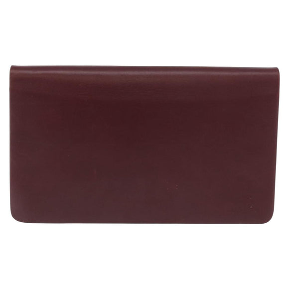 Christian Dior Chain Shoulder Bag Leather Bordeaux Gold Auth ka2740