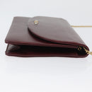 Christian Dior Chain Shoulder Bag Leather Bordeaux Gold Auth ka2740-4