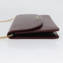 Christian Dior Chain Shoulder Bag Leather Bordeaux Gold Auth ka2740-5