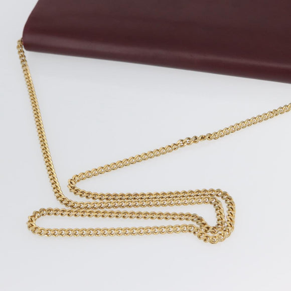 Christian Dior Chain Shoulder Bag Leather Bordeaux Gold Auth ka2740