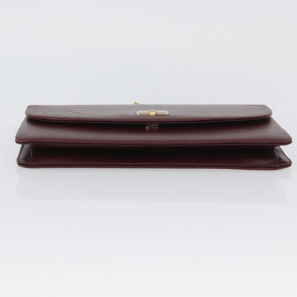Christian Dior Chain Shoulder Bag Leather Bordeaux Gold Auth ka2740