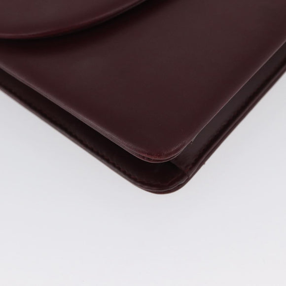 Christian Dior Chain Shoulder Bag Leather Bordeaux Gold Auth ka2740