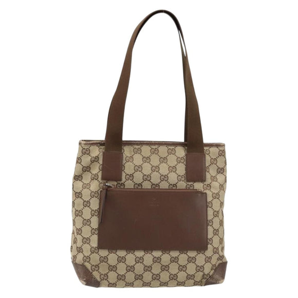 GUCCI GG Canvas Tote Bag Beige 28898 Auth ka2752