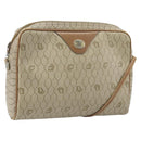 Christian Dior Honeycomb Canvas Shoulder Bag PVC Beige Gold Auth ka2753-1