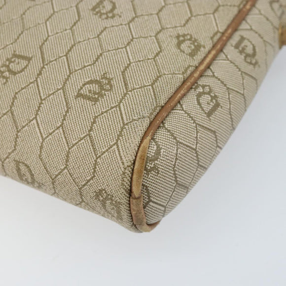 Christian Dior Honeycomb Canvas Shoulder Bag PVC Beige Gold Auth ka2753