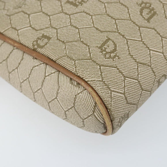 Christian Dior Honeycomb Canvas Shoulder Bag PVC Beige Gold Auth ka2753