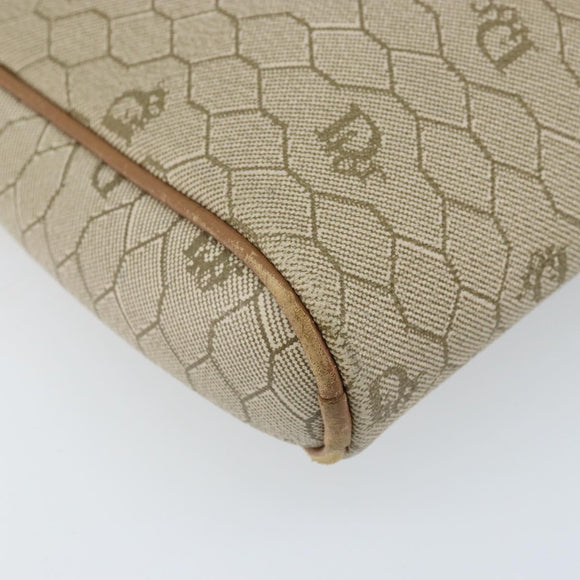 Christian Dior Honeycomb Canvas Shoulder Bag PVC Beige Gold Auth ka2753
