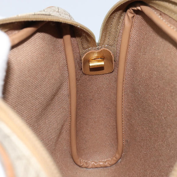 Christian Dior Honeycomb Canvas Shoulder Bag PVC Beige Gold Auth ka2753