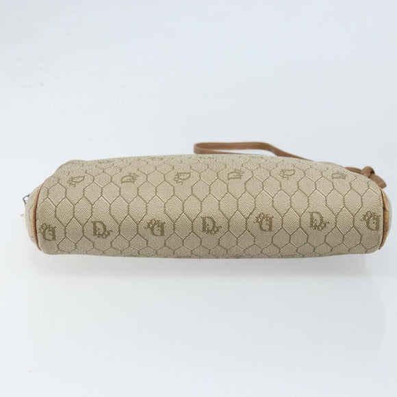 Christian Dior Honeycomb Canvas Shoulder Bag PVC Beige Gold Auth ka2753
