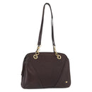 BALLY Shoulder Bag Leather Dark Brown Gold Auth ka2757-1