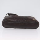 BALLY Shoulder Bag Leather Dark Brown Gold Auth ka2757-6
