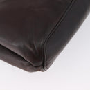 BALLY Shoulder Bag Leather Dark Brown Gold Auth ka2757-10