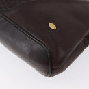 BALLY Shoulder Bag Leather Dark Brown Gold Auth ka2757-14