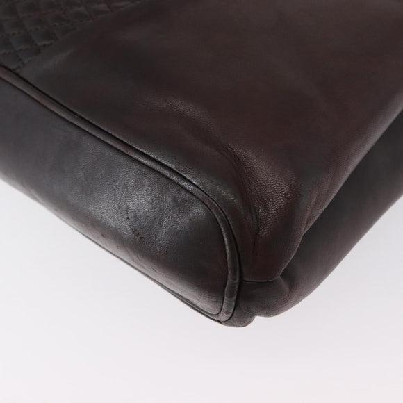 BALLY Shoulder Bag Leather Dark Brown Gold Auth ka2757