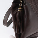 BALLY Shoulder Bag Leather Dark Brown Gold Auth ka2757-11