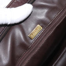 BALLY Shoulder Bag Leather Dark Brown Gold Auth ka2757-18