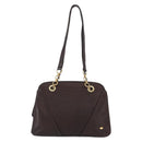 BALLY Shoulder Bag Leather Dark Brown Gold Auth ka2757-13