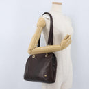 BALLY Shoulder Bag Leather Dark Brown Gold Auth ka2757-23