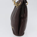BALLY Shoulder Bag Leather Dark Brown Gold Auth ka2757-4