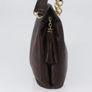 BALLY Shoulder Bag Leather Dark Brown Gold Auth ka2757-5