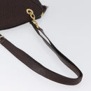 BALLY Shoulder Bag Leather Dark Brown Gold Auth ka2757-8
