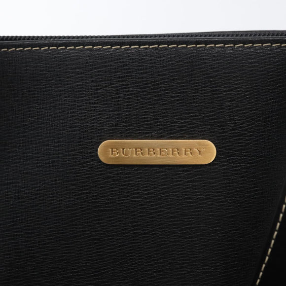 BURBERRY Tote Bag Leather Black Gold Auth ka2760