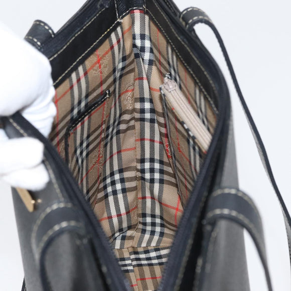 BURBERRY Tragetasche Leder Schwarz Gold Original ka2760