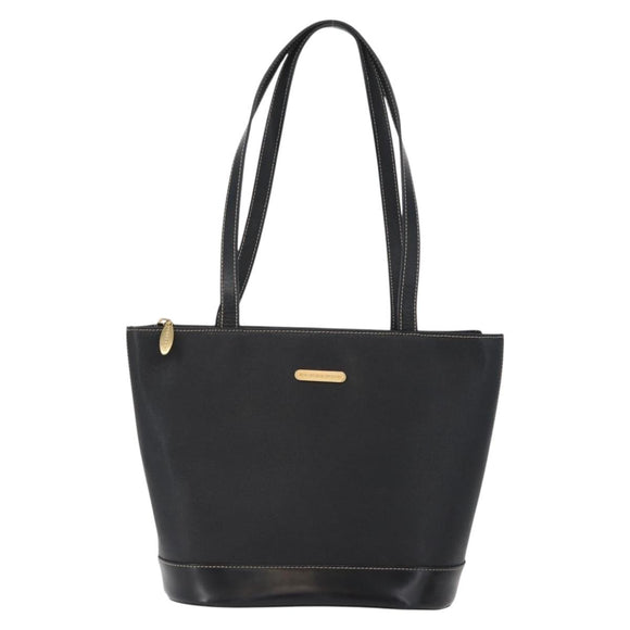 BURBERRY Tote Bag Leather Black Gold Auth ka2760