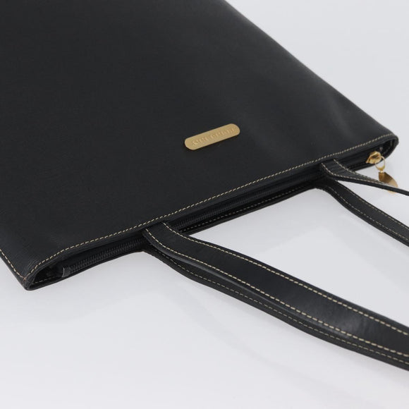 BURBERRY Tote Bag Leather Black Gold Auth ka2760