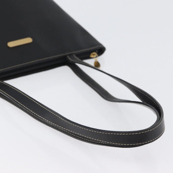 BURBERRY Tote Bag Leather Black Gold Auth ka2760