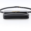 CELINE Horsebit Shoulder Bag Leather Black Gold Auth ka2765-5