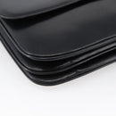 CELINE Horsebit Shoulder Bag Leather Black Gold Auth ka2765-16