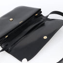 CELINE Horsebit Shoulder Bag Leather Black Gold Auth ka2765-10