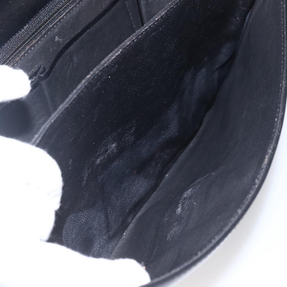CELINE Horsebit Shoulder Bag Leather Black Gold Auth ka2765
