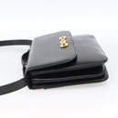 CELINE Horsebit Shoulder Bag Leather Black Gold Auth ka2765-3
