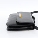 CELINE Horsebit Shoulder Bag Leather Black Gold Auth ka2765-4