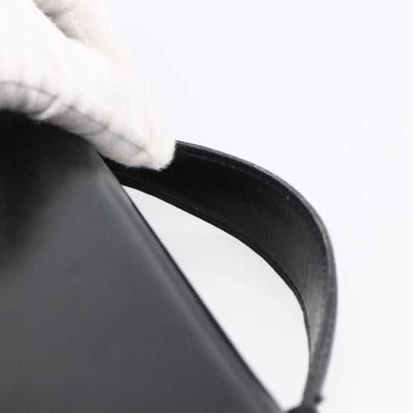 CELINE Horsebit Shoulder Bag Leather Black Gold Auth ka2765