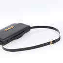 CELINE Horsebit Shoulder Bag Leather Black Gold Auth ka2765-8